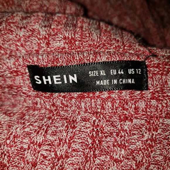 SHEIN Long Sleeve Ribbed Knit Button Front Maxi Dress Marled Knit Dusty Pink XL - Picture 4 of 8